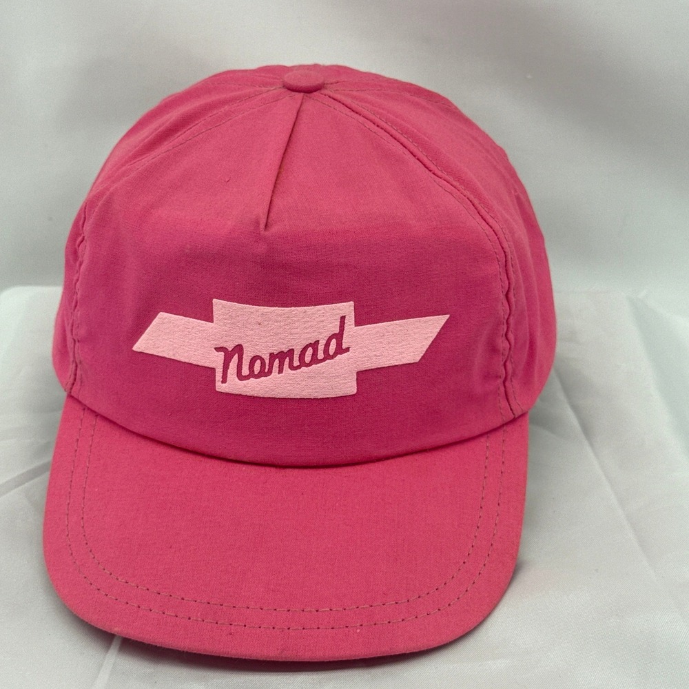 Nomad Pink 5 Panel Strapback Hat Cap Embroidered Logo Lightweight Outdoor